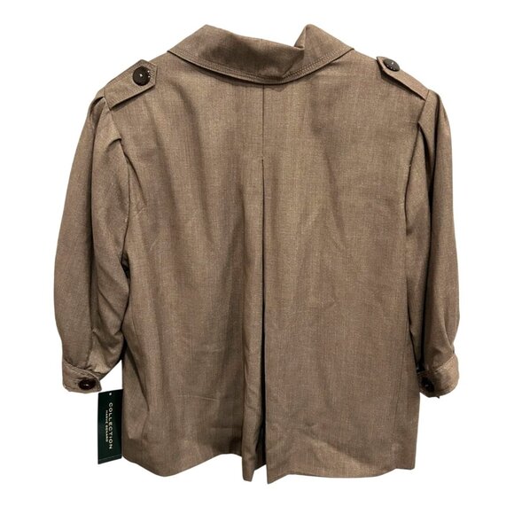 Harve Benard Collection NEW Brown Cropped 1/2 Sleeve Safari Jacket Size 12 - Picture 2 of 11